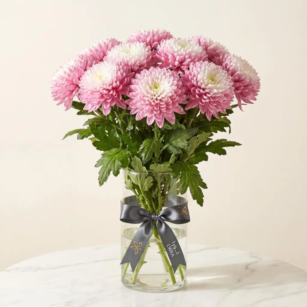 CHRYSANTHEMUM DECO Pink Double White.webp